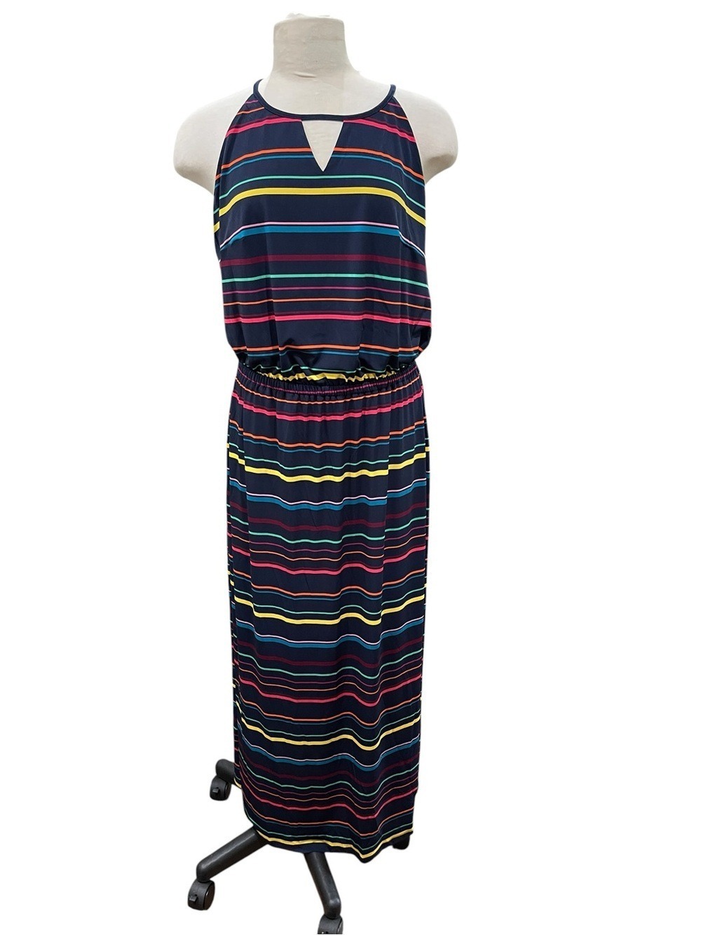 New Stitch Fix Market & Spruce Alicia Stripe Maxi Dress Navy Blue Multi SZ 1X